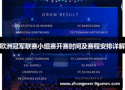 欧洲冠军联赛小组赛开赛时间及赛程安排详解