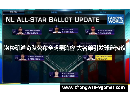 洛杉矶道奇队公布全明星阵容 大名单引发球迷热议