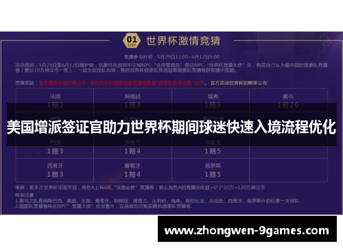 美国增派签证官助力世界杯期间球迷快速入境流程优化 美国增派签证官助力世界杯期间球迷快速入境流程优化